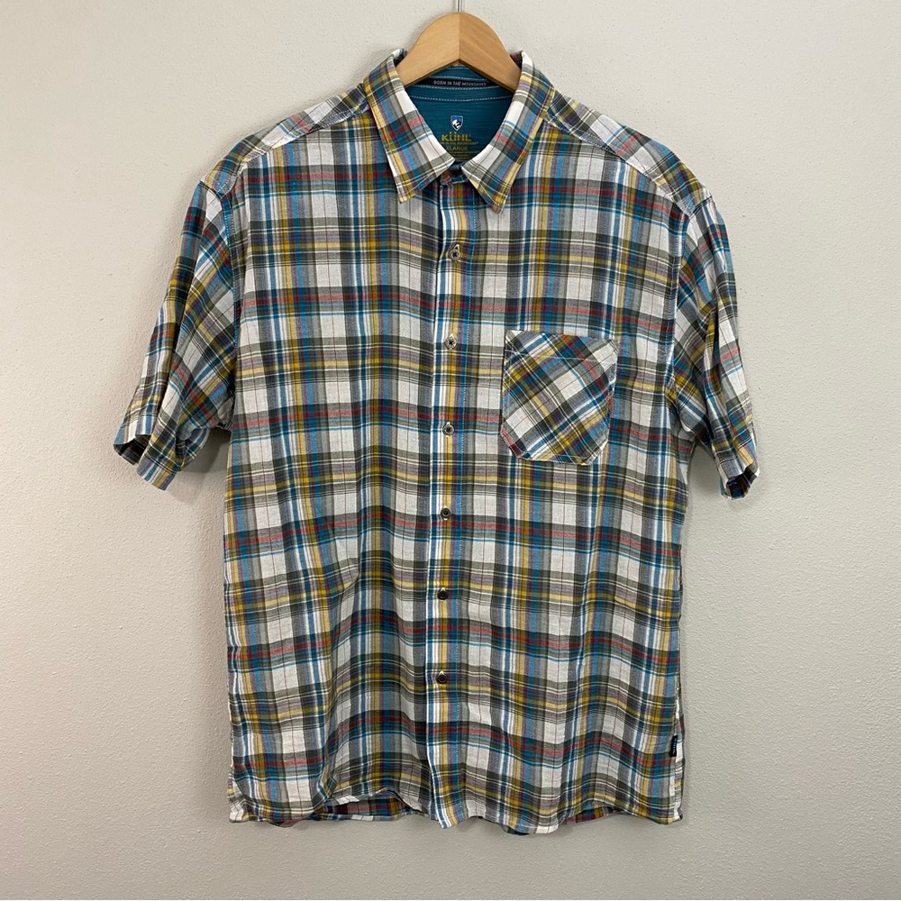 Kuhl Striped Button Down Short Sleeve Colorful‎ Top Men's Size XL